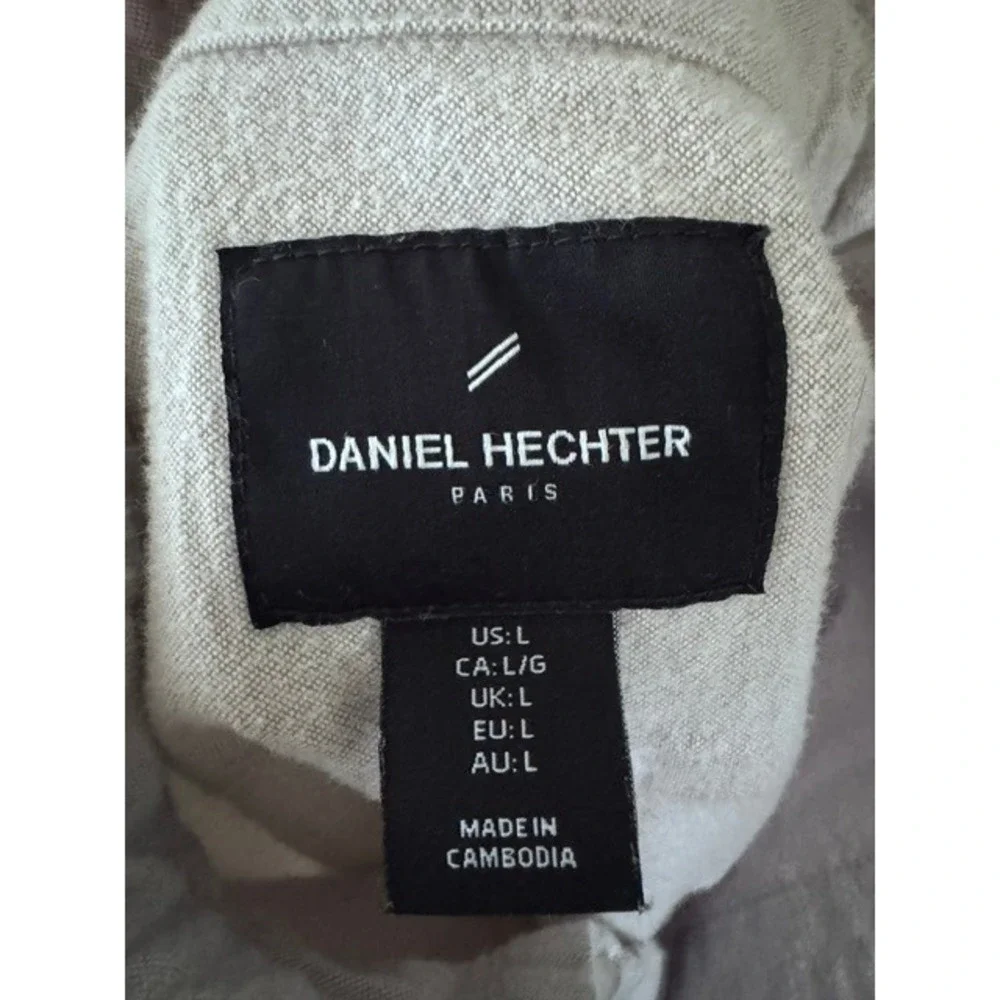 Daniel Hechter Paris Mens L Long Sleeve Button Down Gray Cotton Blend Flannel